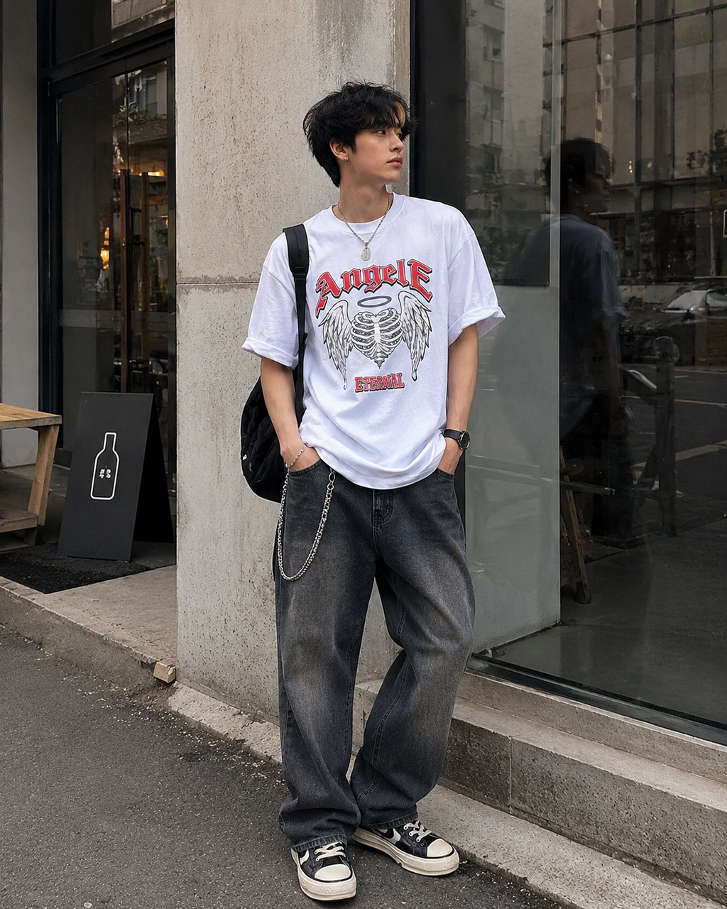 Angelic Bones Oversized Street Tee